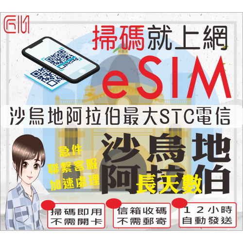 ├匠心_eSIM┤沙烏地阿拉伯上網卡 長天數 插卡即用 克爾白 利雅德 埃爾奧拉 麥地那 沙烏地阿拉伯網卡 沙烏地阿拉伯