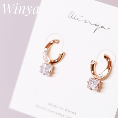 【winya 韓國飾品 現貨 】正韓 簡約風格方鑽耳環 限量現貨