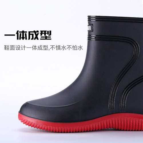 中筒防滑雨鞋男款廚房工地防水軟j膠加絨保暖輕便平底膠鞋雨靴子