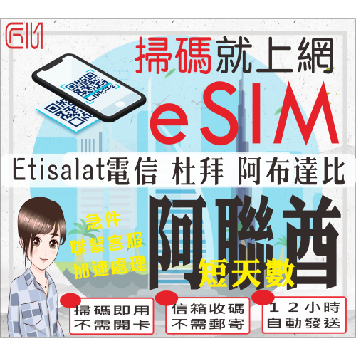 ├匠心_eSIM┤杜拜１～１０天 阿布達比 沙迦 阿吉曼 富吉拉 歐姆古溫 拉斯海瑪 杜拜網卡 杜拜上網 阿聯酋上網