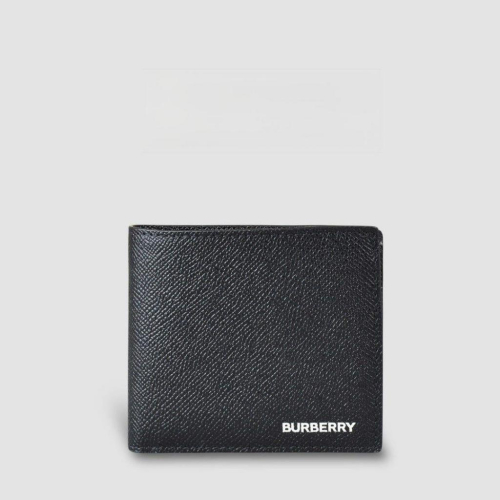 heck and Leather Bifold Wallet 燙印品牌字母徽標粒面雙摺皮夾｜黑色｜荔枝皮紋｜對折｜8卡｜