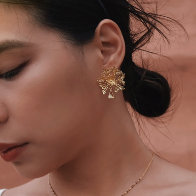 Zahra— 摩洛哥之花鍍18K鋯石耳環