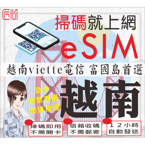├匠心_eSIM┤越南網卡 Viettel電信 越南esim 越南上網卡 越南sim卡 富國島首選