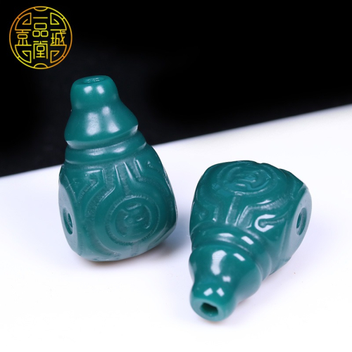 雪巴琉璃佛頭博古紋一體三通西藏料器菩提金剛手串長串DIY配飾