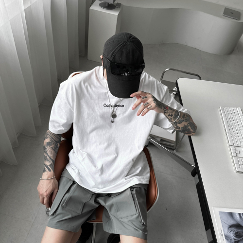 【B.Y】?韓國 COE 簡約 小英文 短TEE 寬鬆 落肩 OVERSIZE 短袖T桖 短袖上衣 五分袖 情侶T