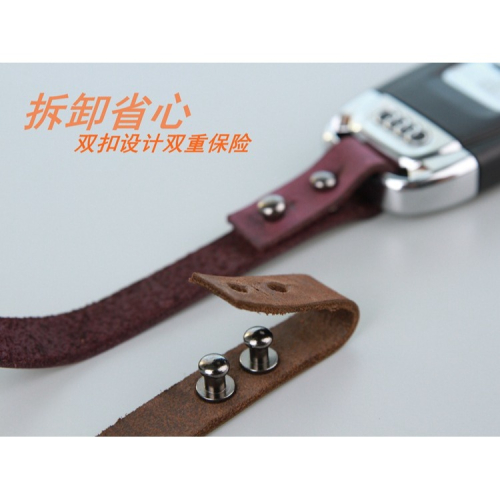 省心真皮雙扣車鑰匙扣手工磨砂頭層牛皮防摩車鑰匙掛件簡約復古