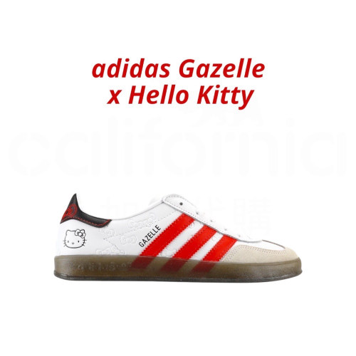 ?adidas Gazelle X Hello Kitty 聯名款休閒鞋 II0013 白紅色｜白色｜紅色｜咖啡底｜