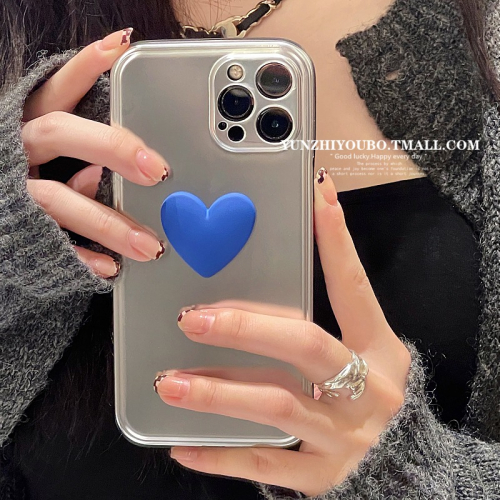ins電鍍克萊因藍愛心適用iphone13/12promax蘋果11手機殼iphonex軟硅膠xsmax個性xr日韓8p