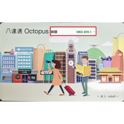 香港八達通卡(旅客版) 地鐵、巴士、渡輪、便利商店、超市、餐廳 離港餘額可退