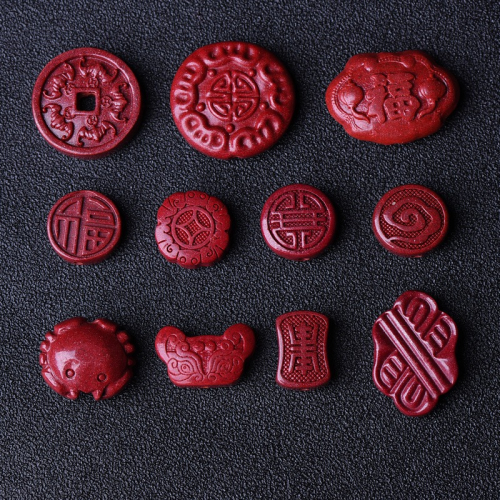 天然原礦高含量硃砂紫晶砂背雲配件配飾鎖祥雲福螃蟹壽中國結蝙蝠