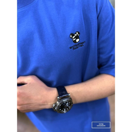 『新品上市』重磅棋盤格熊刺繡短T(NOF2303C30048)-寶藍