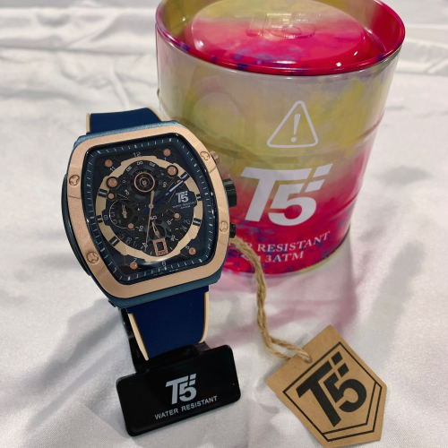 (7色可選)(Little bee小蜜蜂精品)美國潮牌 T5 真三眼功能 石英橡膠錶