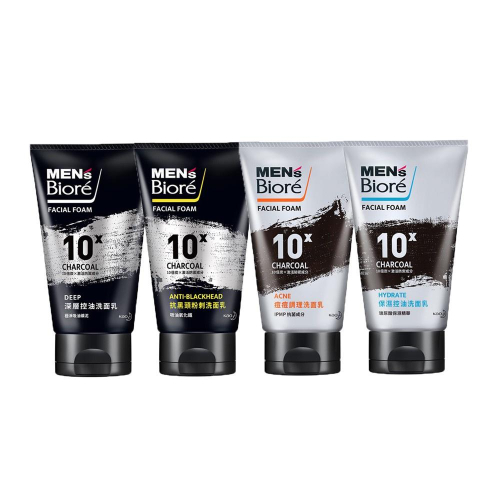 Men＇s Bioré 10倍炭系列洗面乳100g 深層控油 / 抗黑頭粉刺 / 痘痘調理 / 保濕控油 蜜妮 蜜妮洗面