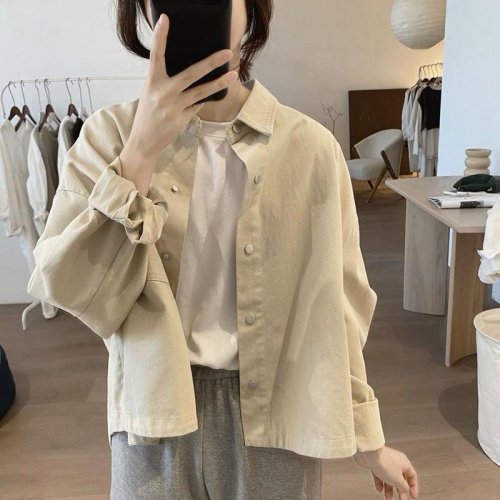????｜現貨?春秋百搭淺卡其薄牛仔外套