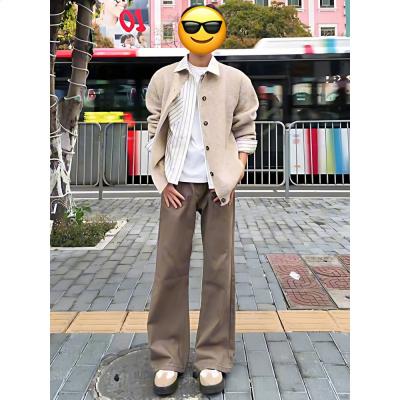 張凌赫同款咖色彎刀牛仔褲男款春季何蘇葉穿搭褲子直筒闊腿微喇褲