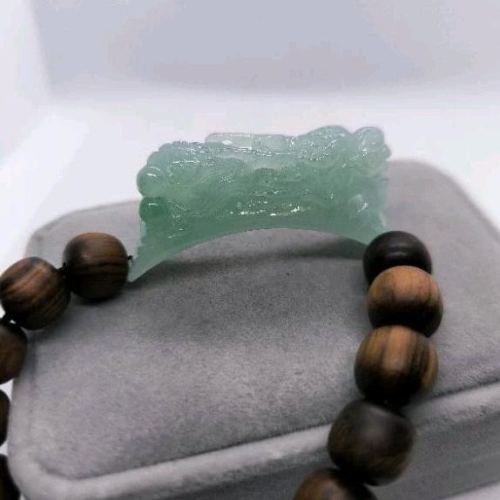 天然緬甸A貨翡翠 滿綠手排 晴綠 果綠 晴水 龍牌 附可伸縮木珠串 附證書