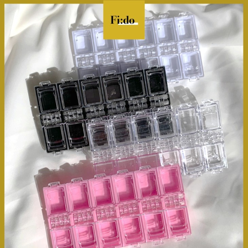 現貨｜美甲飾品鑽飾收納盒 12格素材翻蓋透明分類盒 美甲材料盒 素材收納盒 透明蓋材料盒