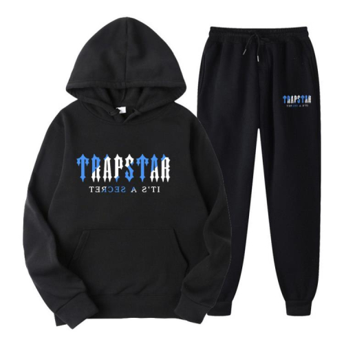 衛衣 歐美TRAPSTAR字母印花男女運動服抓絨二件套寬松連帽套裝