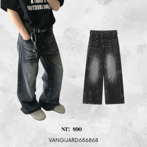 【vanguard選物所】cleanfit美式水洗抓痕牛仔褲