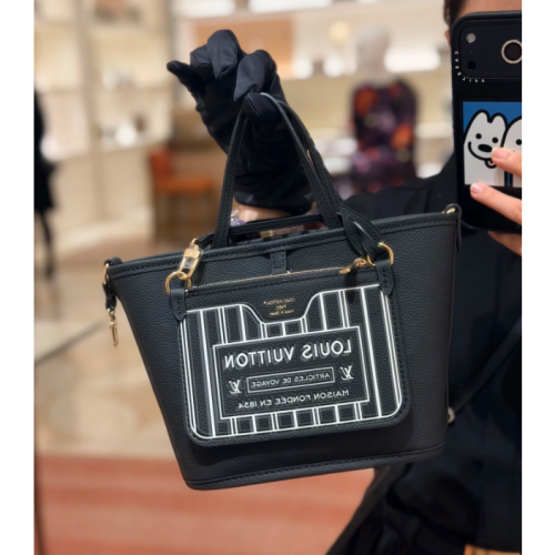 二手LV女包Neverfull BB黑色老花內襯牛皮雙面子母包M15210
