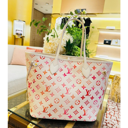 二手LV女包Neverfull MM中號子母包漸變壓花牛皮手提包M47080