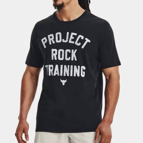 男子 UA PJT ROCK 黑色 巨石強森 訓練 短T-Shirt 美版 定價1280